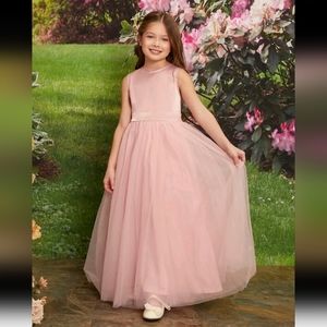 Girls blush pink dress with bow